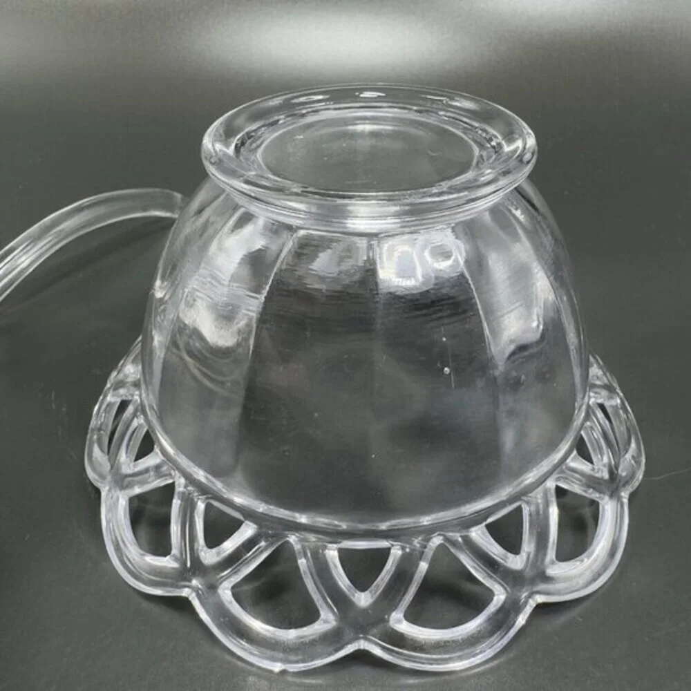 Vintage Imperial Glass‎ Clear Lace Edge Mayonnaise Bowl With Spoon Set Glass VTG